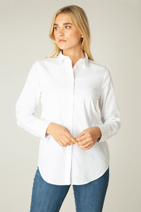 Long Sleeve Button-Up Blouse , White, original