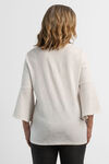 Jacquard Bell Sleeves Blouse, Cream, original image number 1