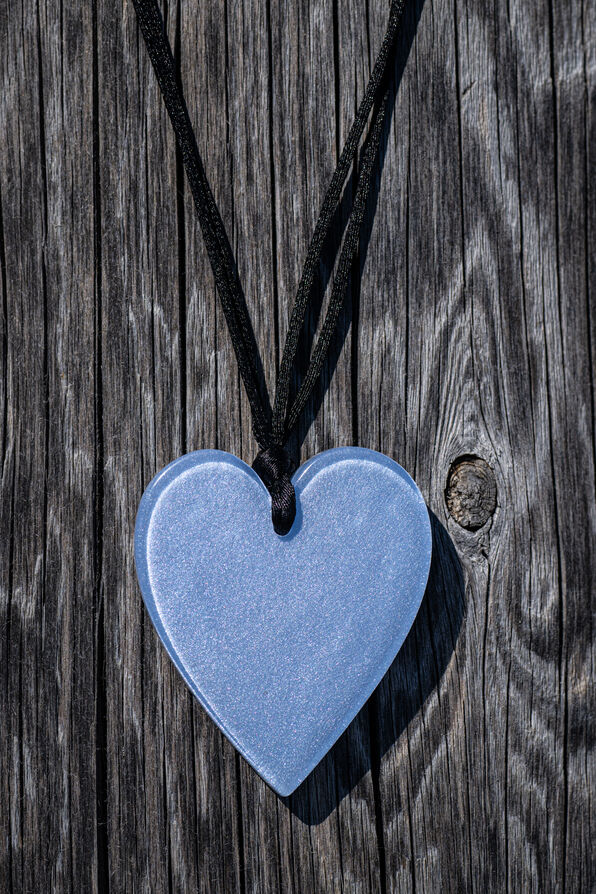 Handcrafted Resin Large Heart Pendant, Blue, original image number 1