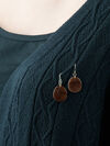 Brownish Marble Necklace Jewelry Set, Brown, original image number 1
