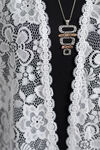 ¾ Sleeve Lace Cardigan, White, original image number 2