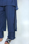 Layered Wide Leg Pant with Button Accent, Navy, original image number 0