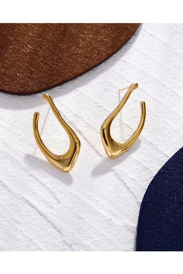 TARAJI Abstract Shaped Hoop Earrings, Gold, original image number 1