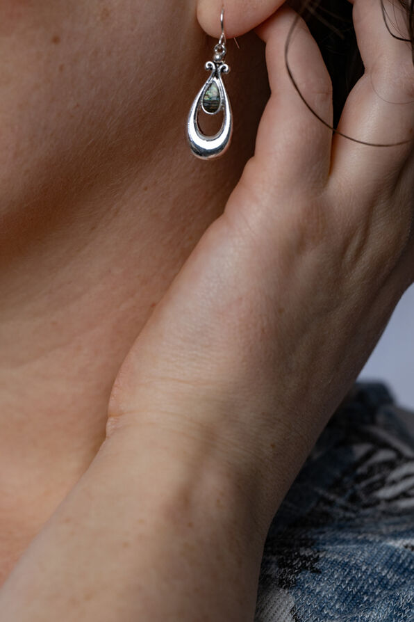 Fancy Teard Earring, Silver, original image number 1