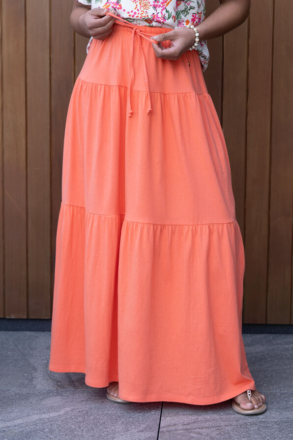 100% Cotton Tiered Maxi Skirt, , original image number 1