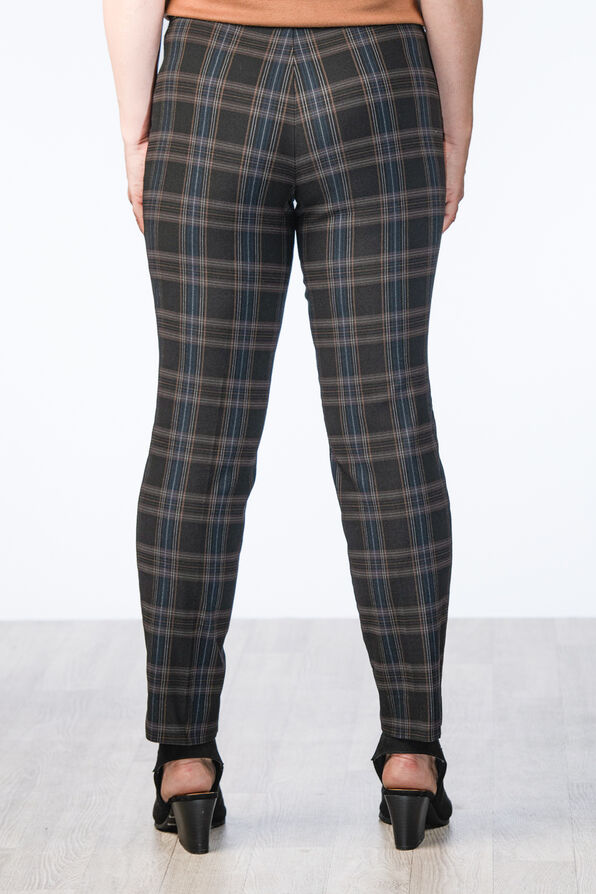 Plaid Pull-On Tummy-Control Professional Pants, Brown, original image number 2