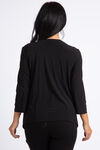 ¾ Sleeve Open Front Cardigan w/ Crystal Buttons, Black, original image number 2