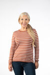 Striped Crewneck Sweater, Rust, original image number 1