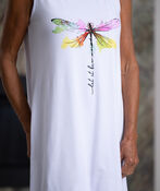 Sleeveless Dragonfly Midi Dress, White, original image number 1