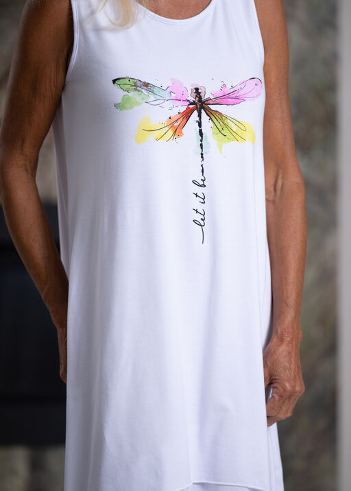Sleeveless Dragonfly Midi Dress, White, original
