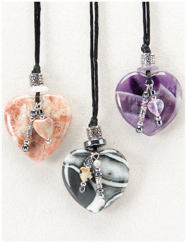 3 set heart shaped stone necklaces