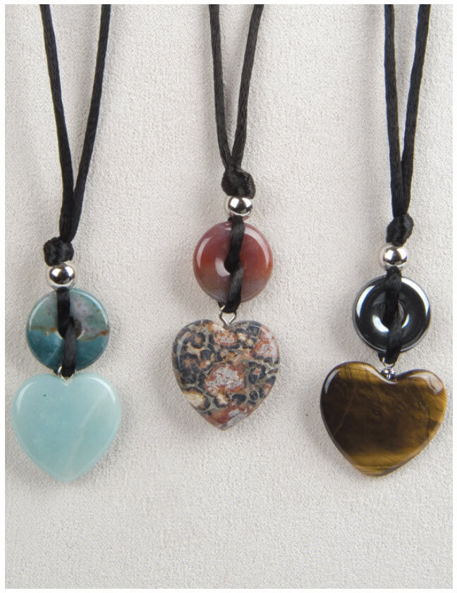 3 set heart stone necklaces