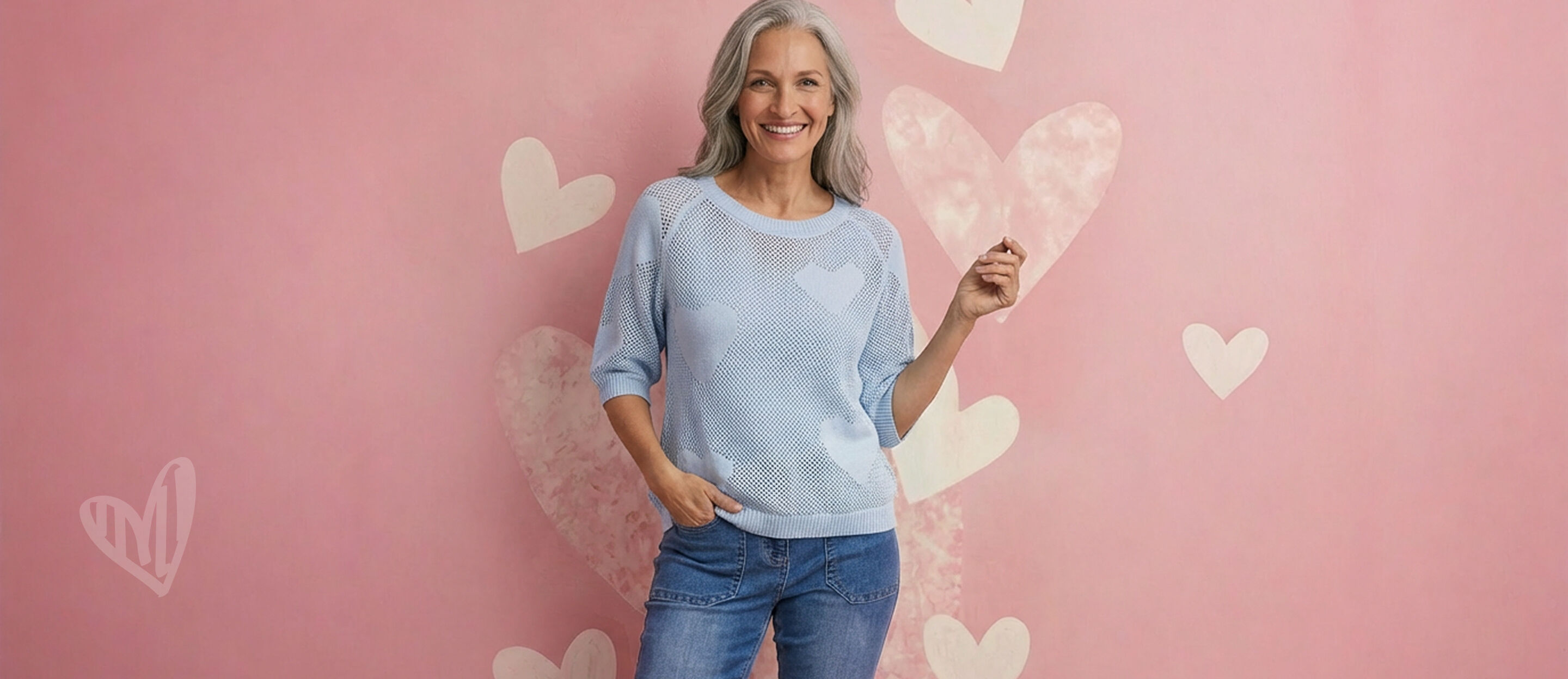 blue heart crochet sweater