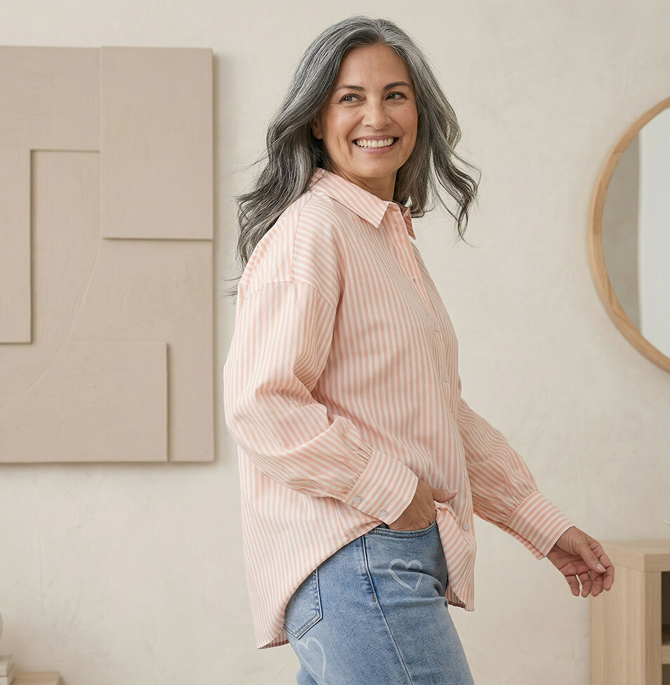 Fransa Spring Stripe Collar Blouse