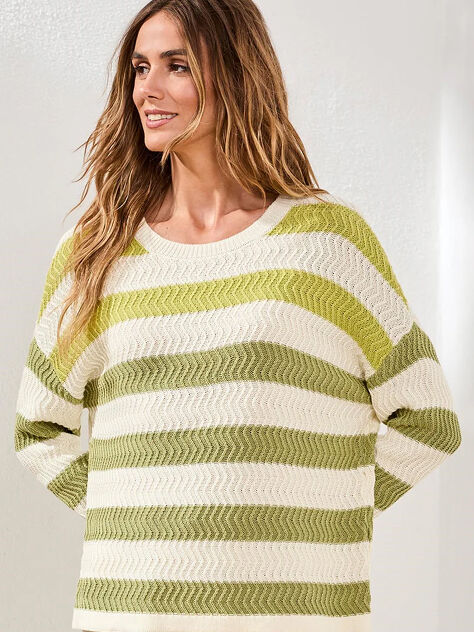 Tribal Womens Stripe Knit Sweater