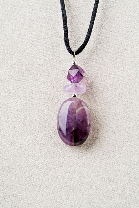 purple oval stone necklace