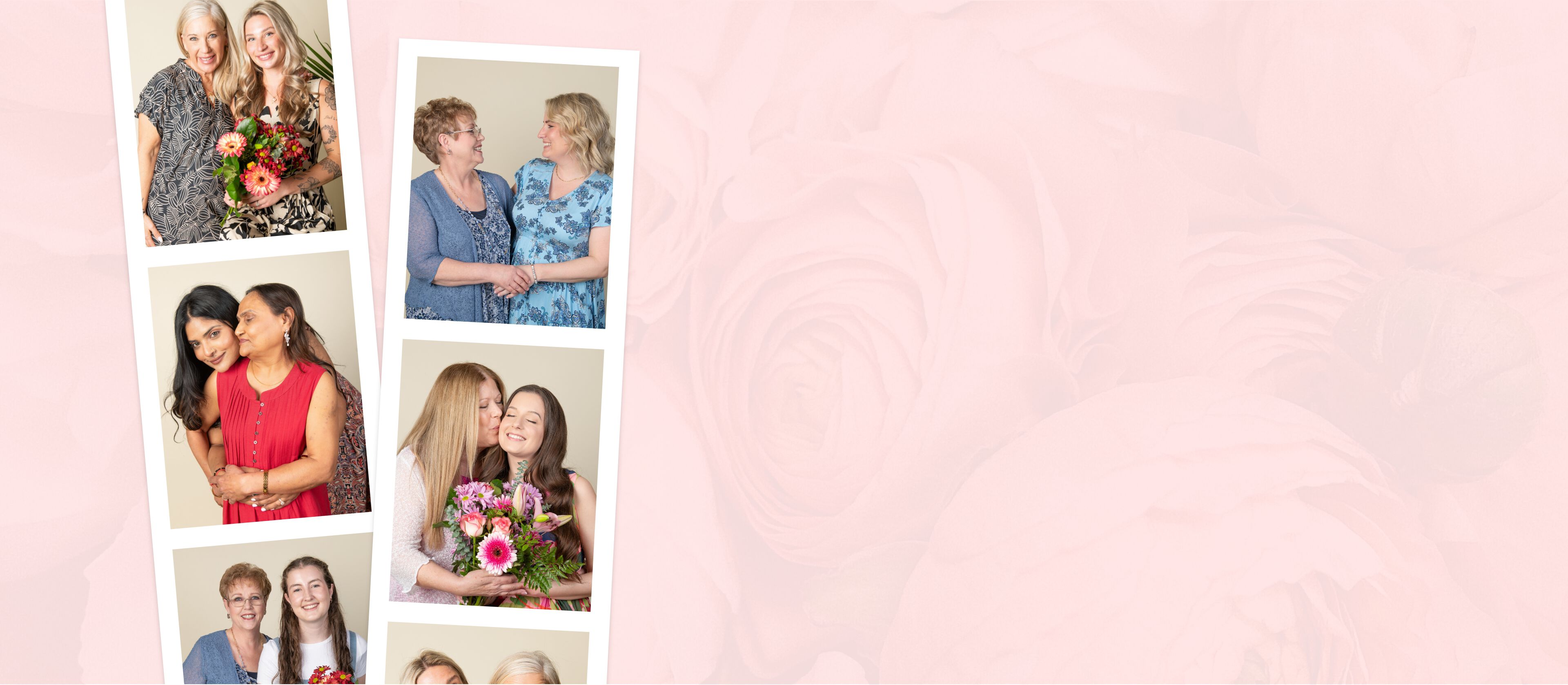 Image of a photo reel of a group of mothers and daughters for mother's day