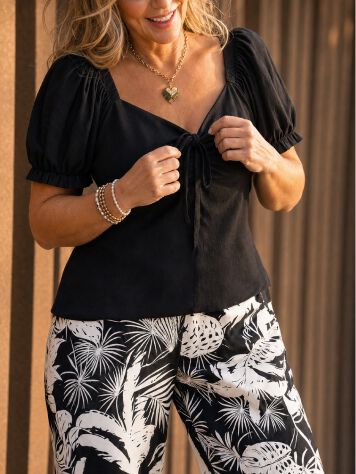 Women's black sweetheart cut blouse