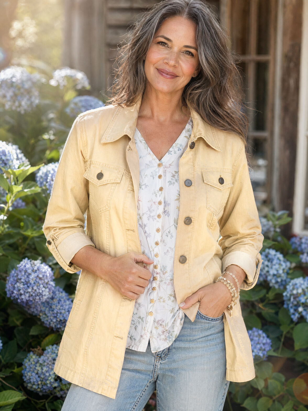 Yellow denim womens jacket