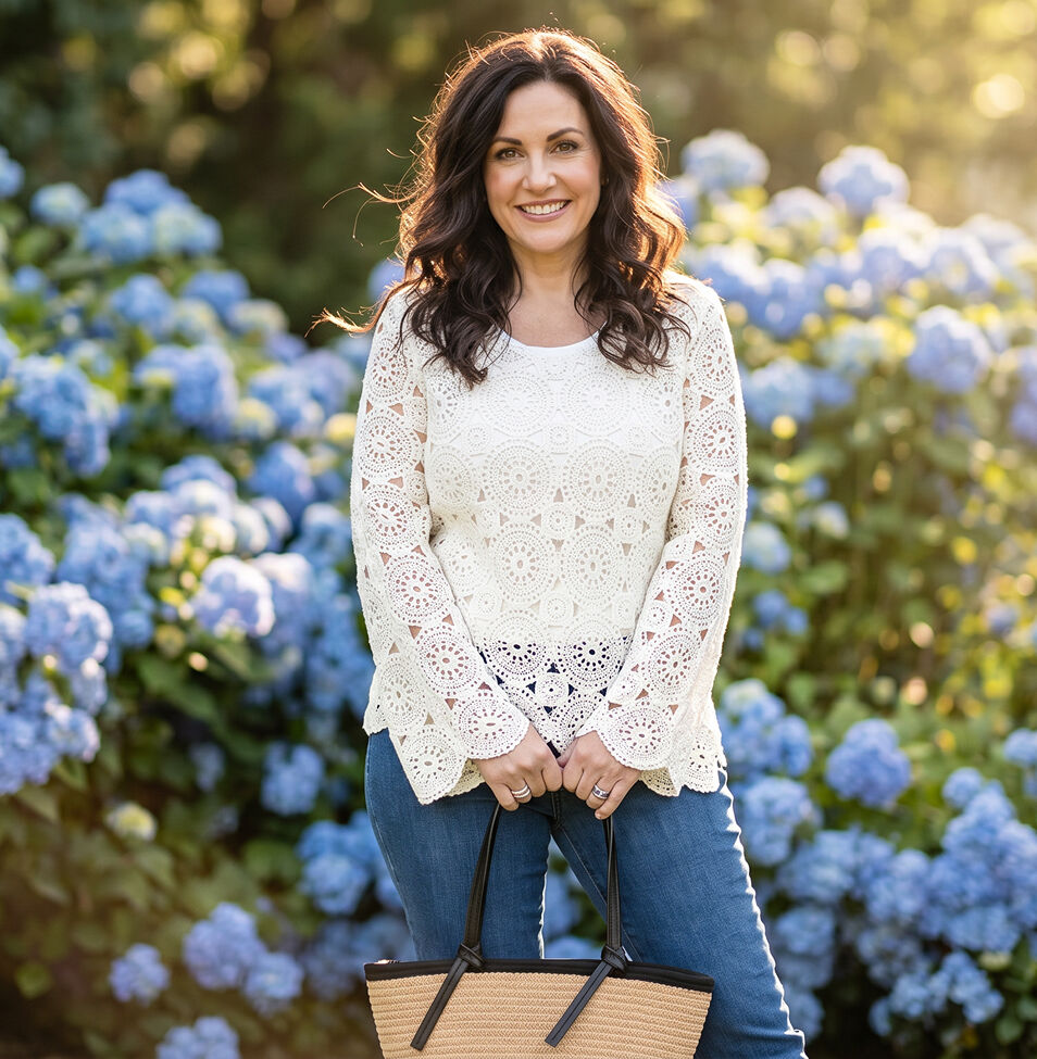 studio 65 crochet long-sleeve top