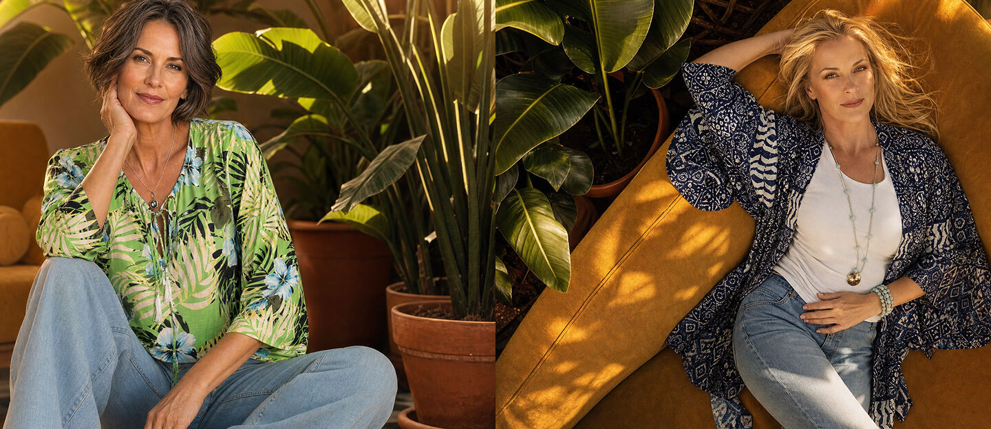 Summer Floral Printed Tops and light wash denim