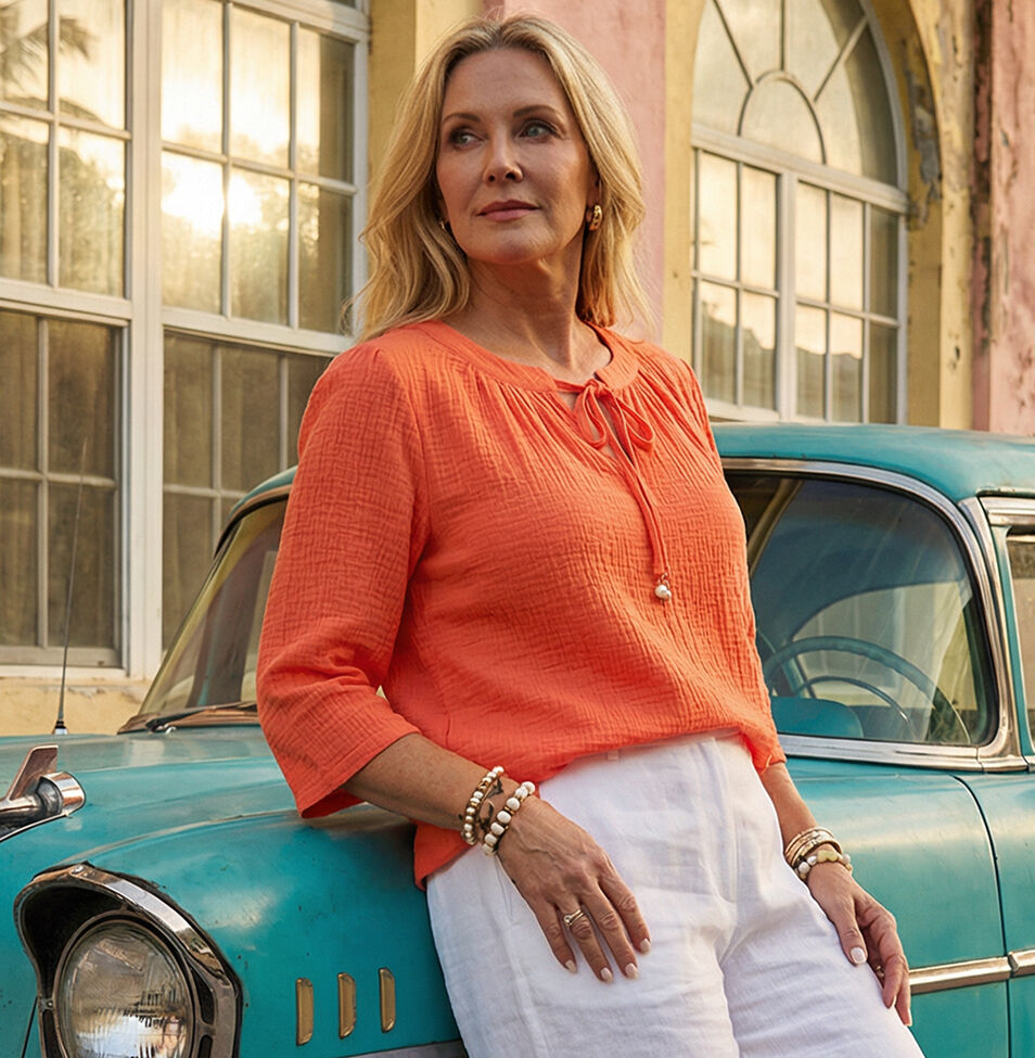 studio 65 textures orange top