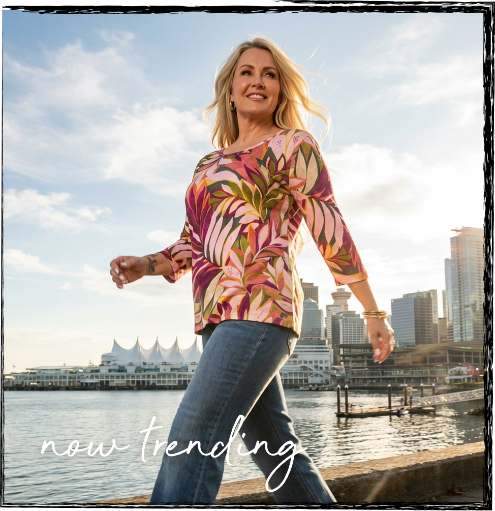 Papa womens tropical floral print 3/4 sleeve top