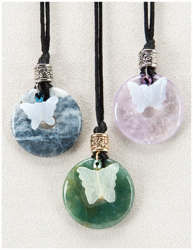 3 set butterfly stone necklaces