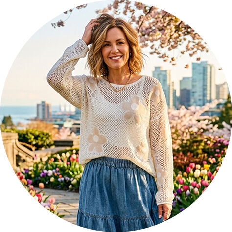 Crochet floral cream sweater