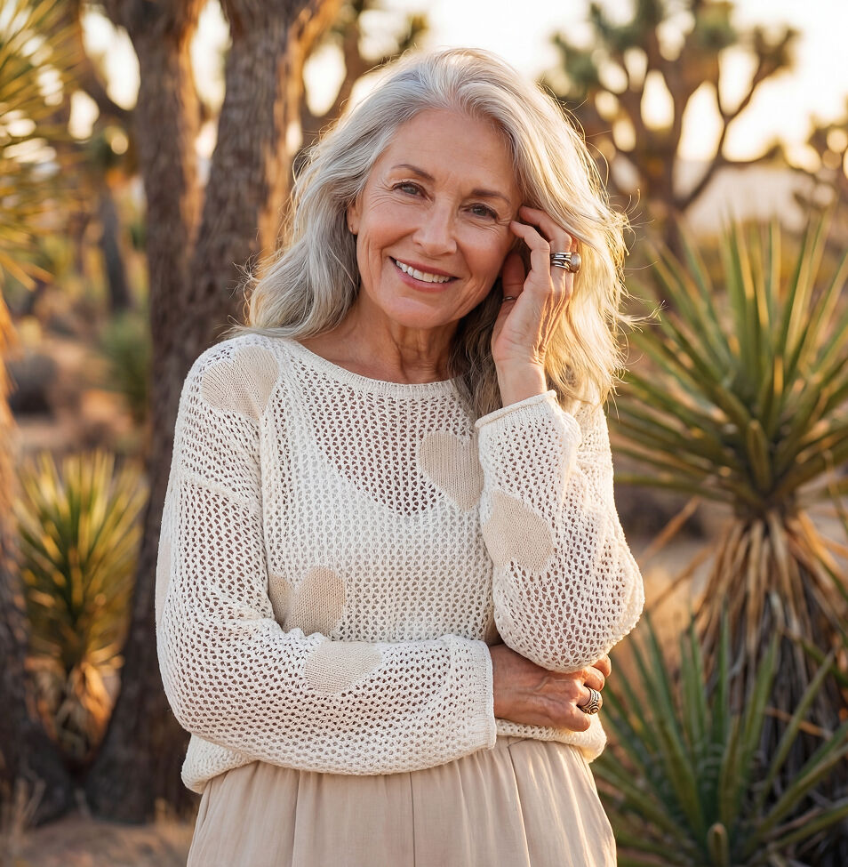 Wide knit Sweater With Hearts