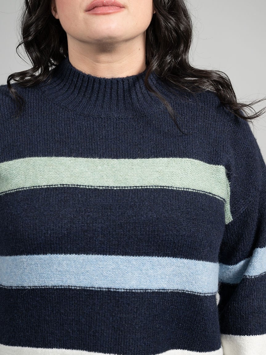 Striped Long Sleeve Mock-Neck Sweater Image 5