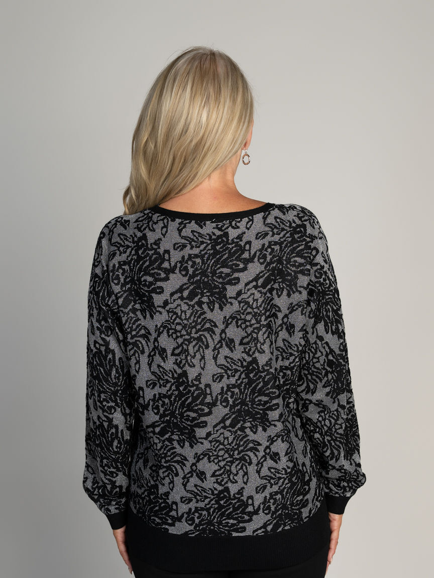 Metallic Floral Sweater