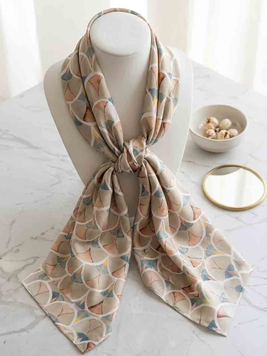Lightweight Geometric Silk Scarf