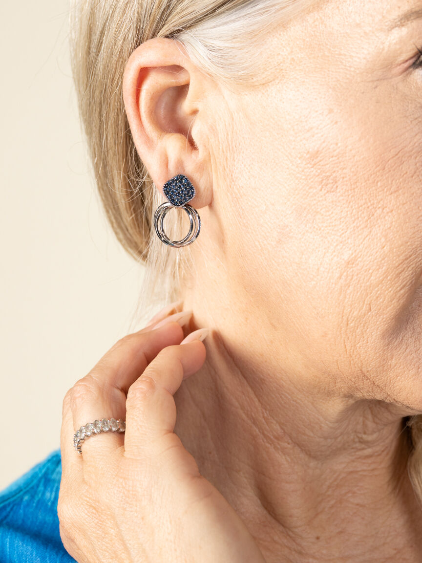 Intertwined Hoop & Rhinestone Stud Earrings