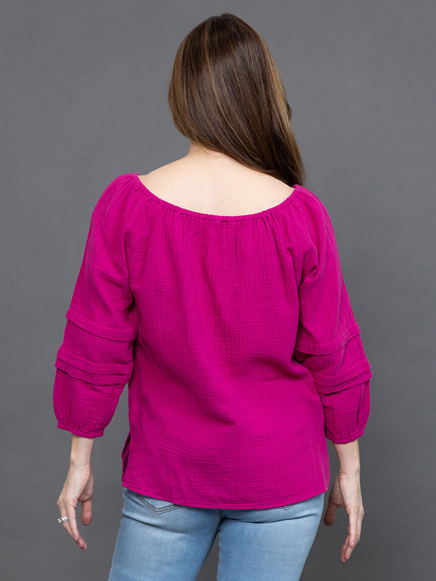 Cotton Gauze Convertible Off-Shoulder Top  Image 4