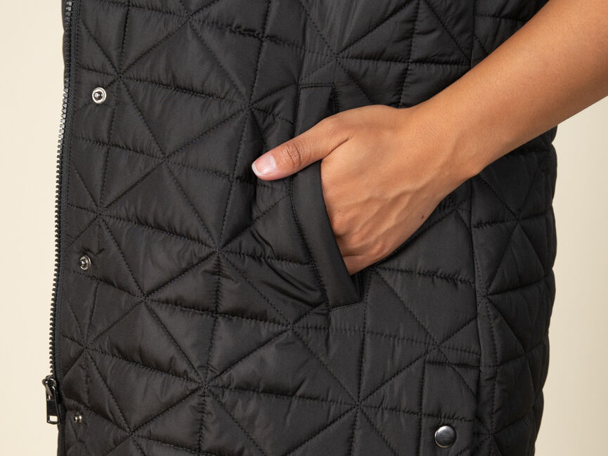 Quilted Long Hooded Vest