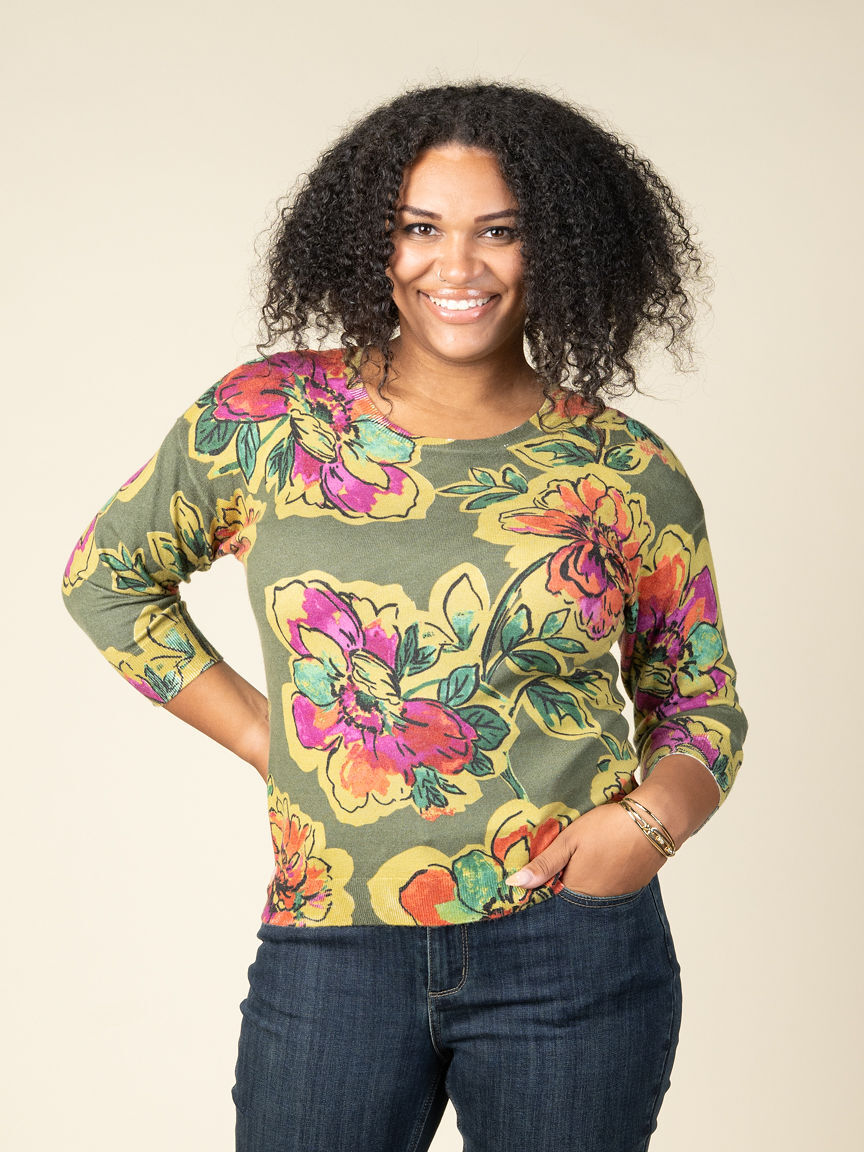 3/4 Sleeve Length Crew Neck