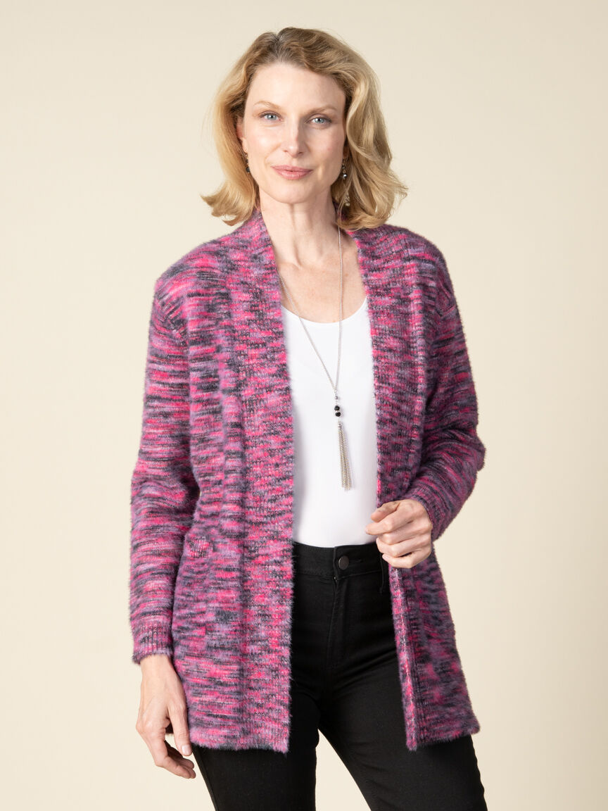 Long Sleeve Space Dye Cardigan Sweater