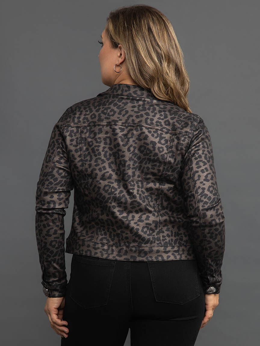 Animal Print Button-Up Jacket Image 4