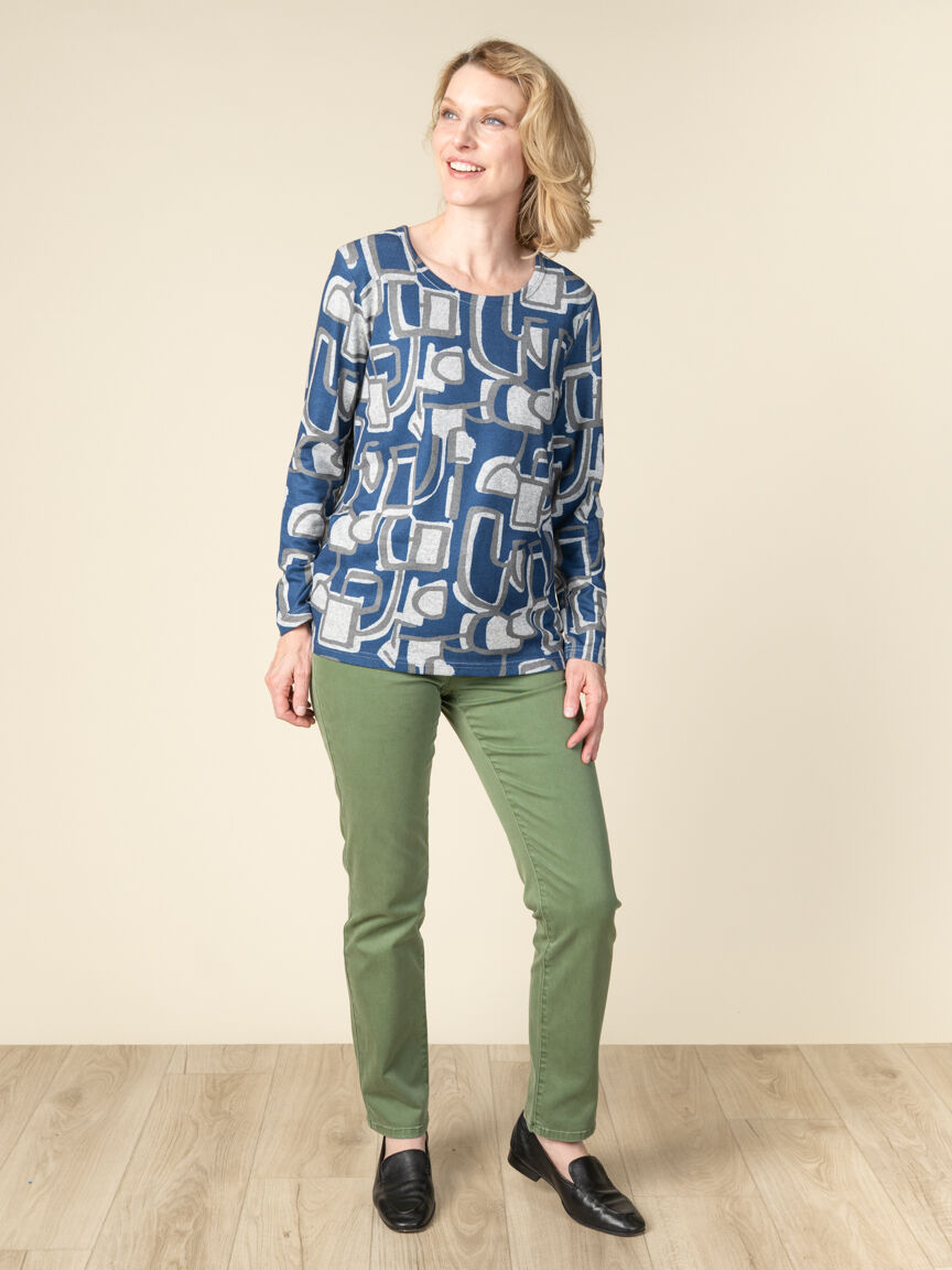 Long Sleeve Abstract Printed Top