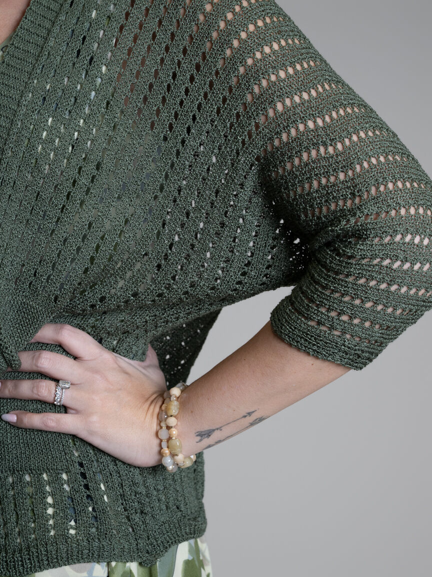 Crochet 3/4 Sleeve Cardigan Image 4