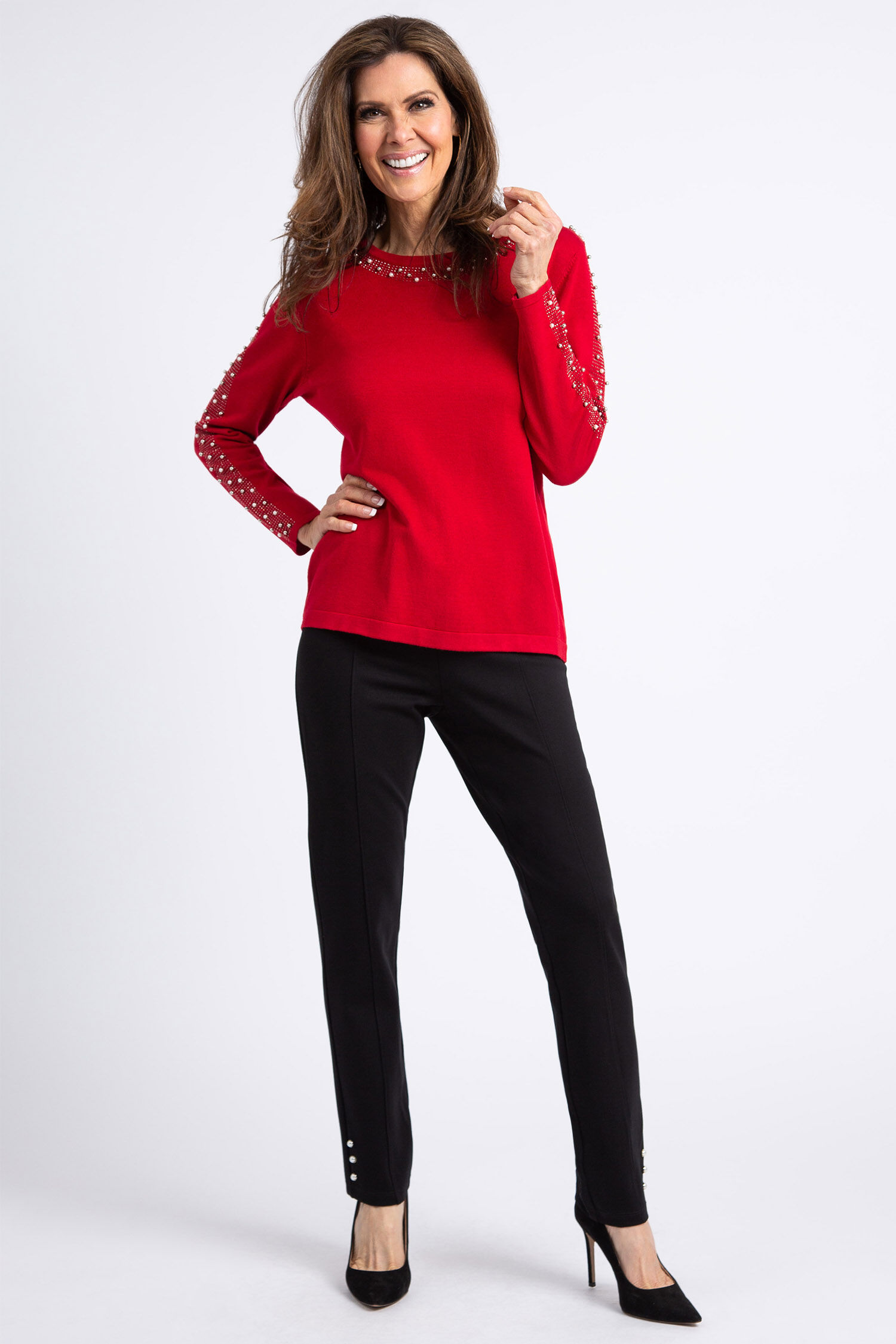 Long Sleeve Embellished Trim Sweater Image 1