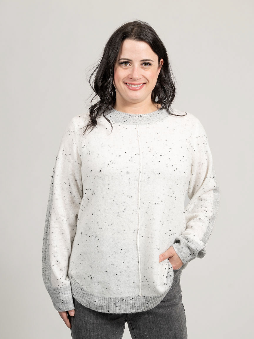 Long Sleeve Crew Neck Speckled Sweater