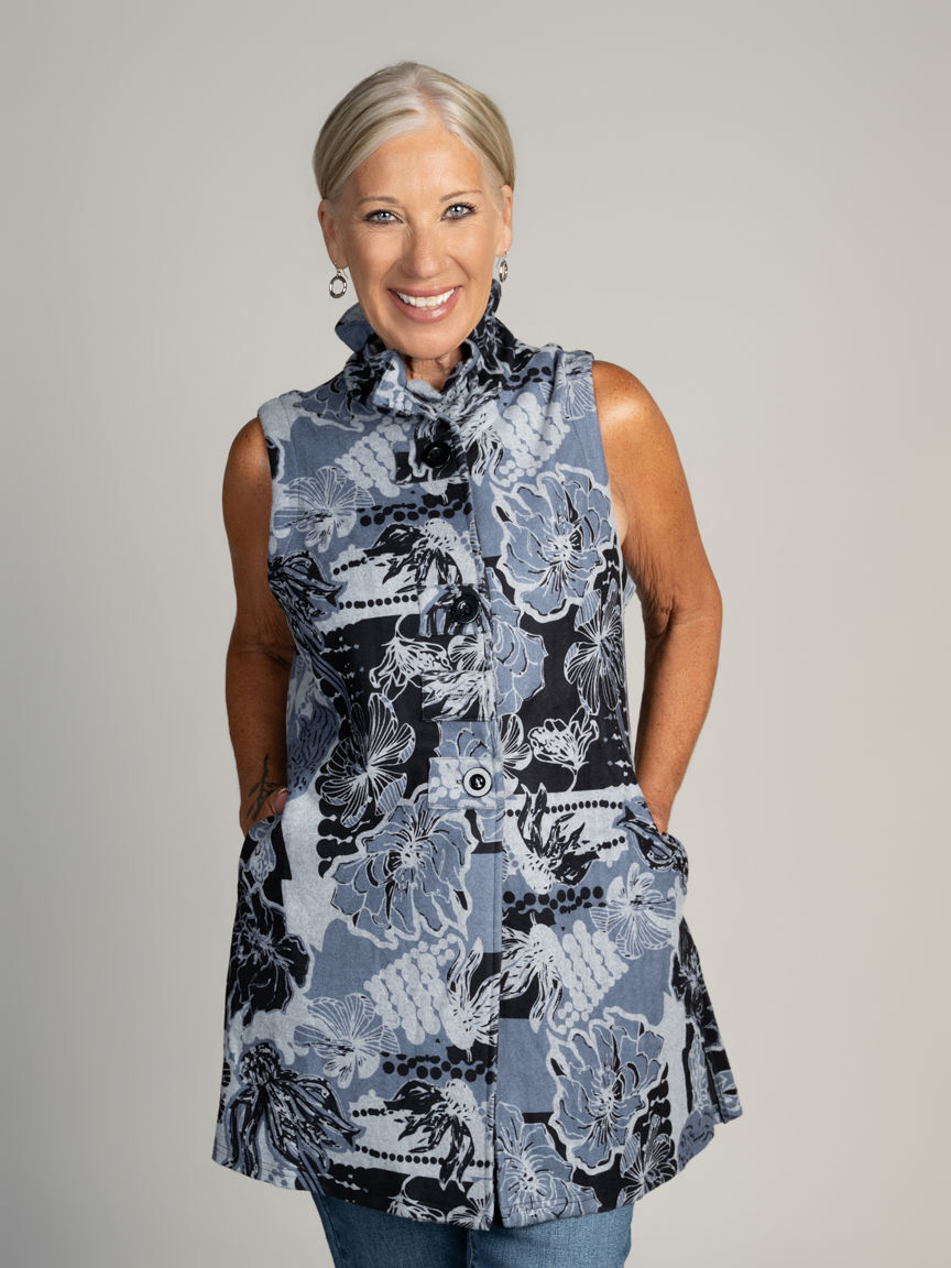Long Button Front Vest