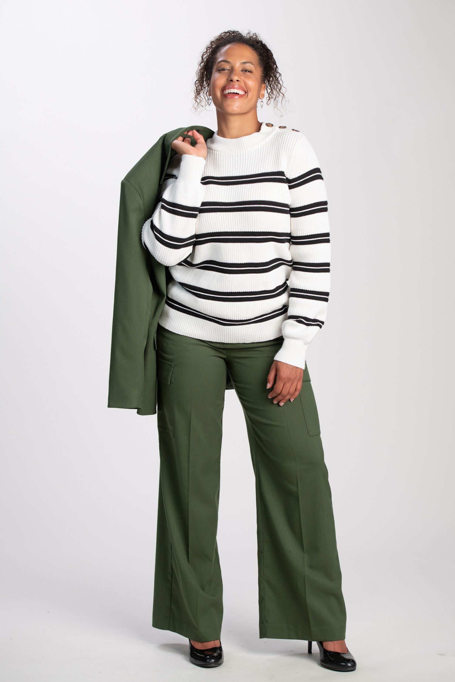 Striped Sweater w/ Buttons  Image 3