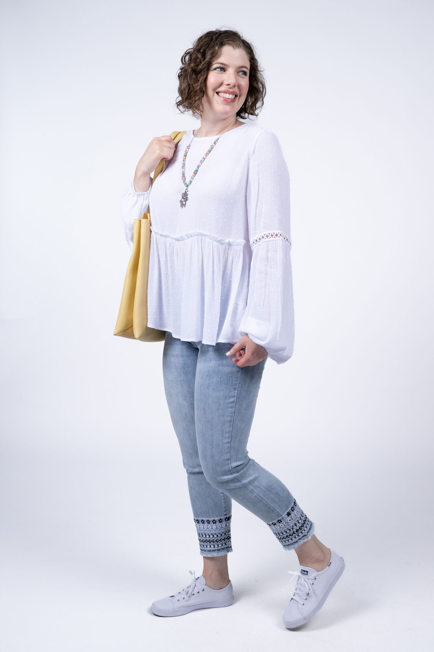 Puff Sleeve Ladder Stitch Blouse Image 4