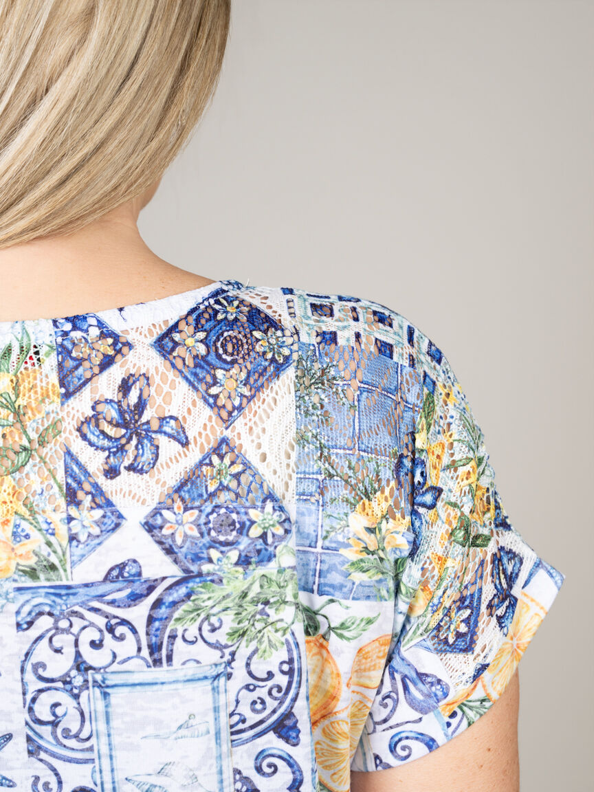 Short Sleeve Top With Lace Back