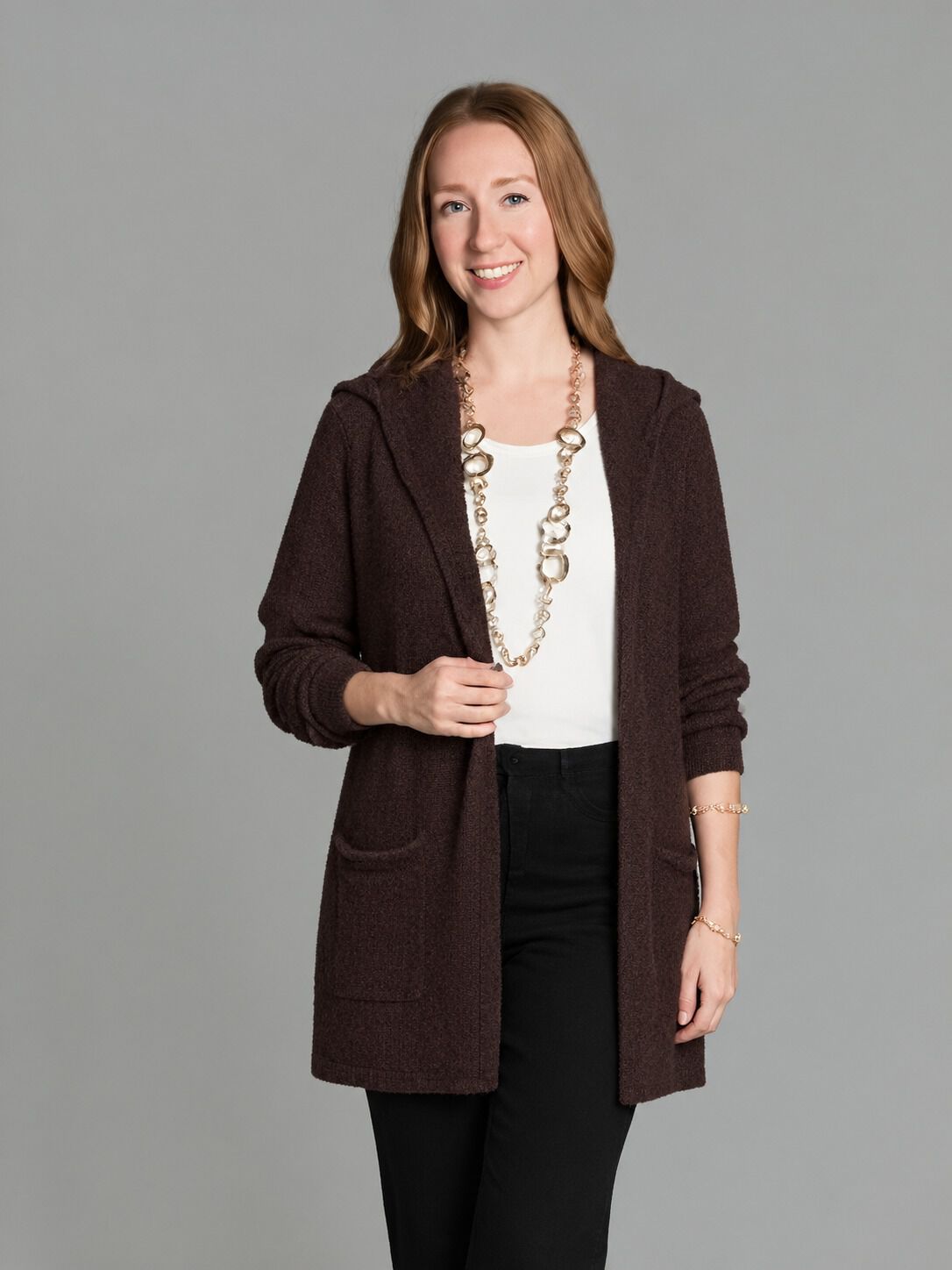 Hooded Open Front Cardigan