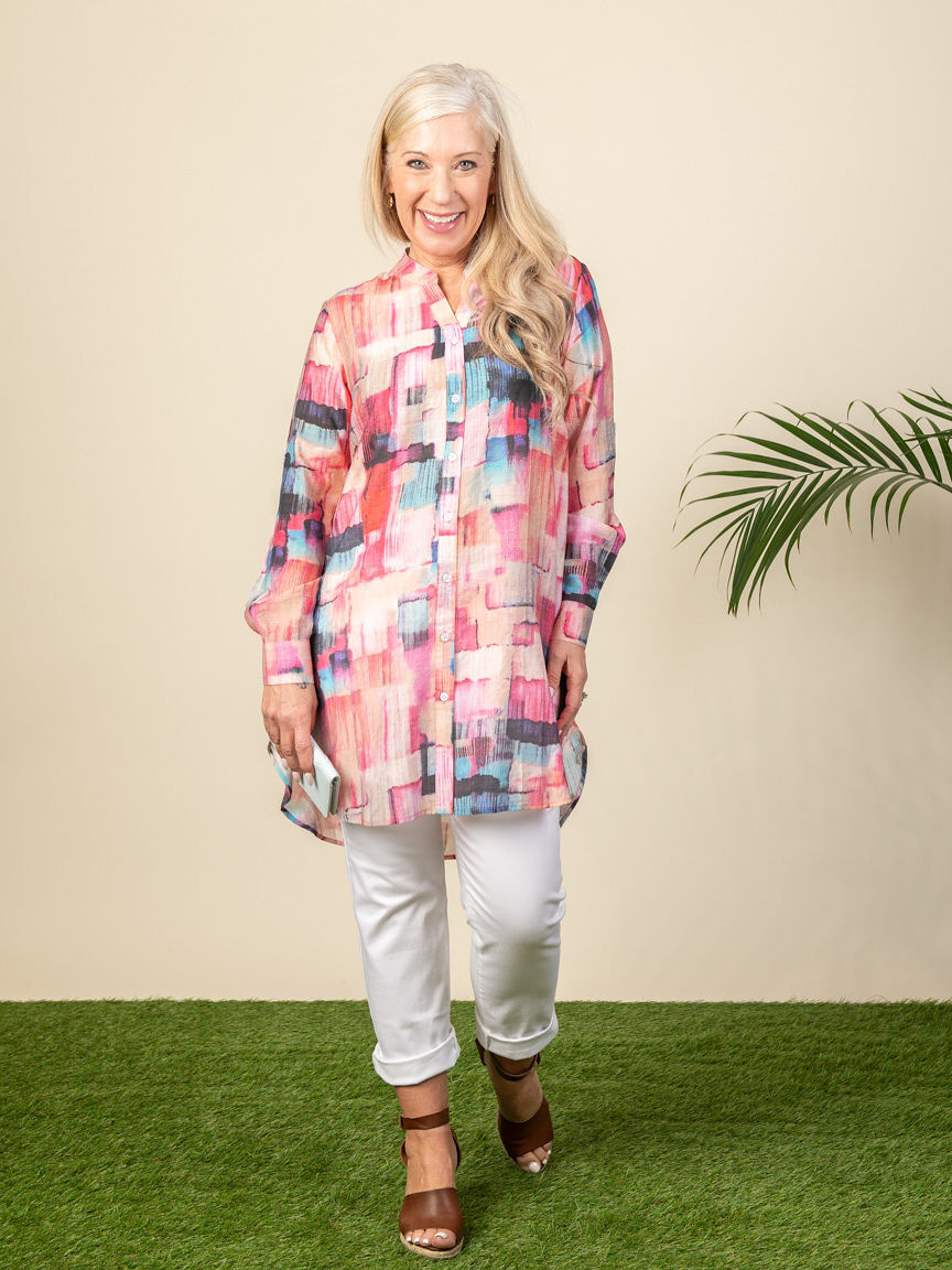 Long Sleeve Button Up Tunic Image 4