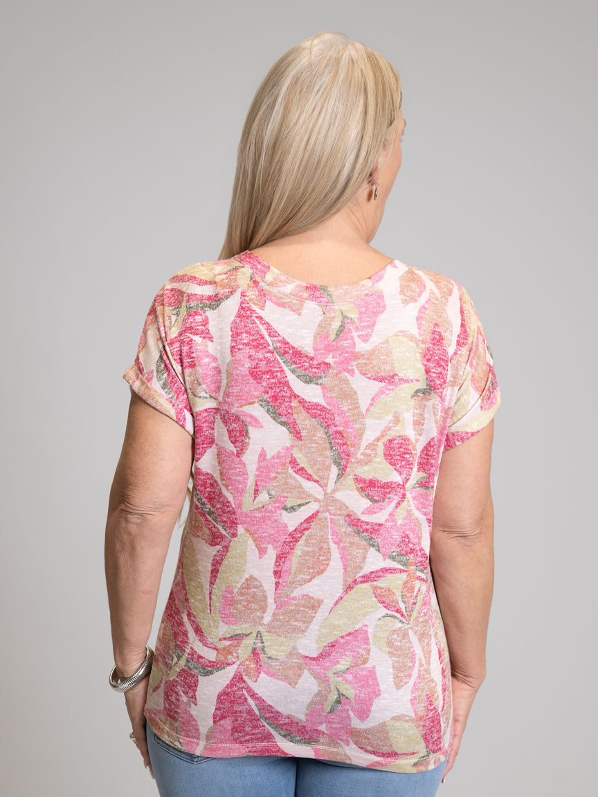 2-Way Neckline Abstract Print Top Image 3